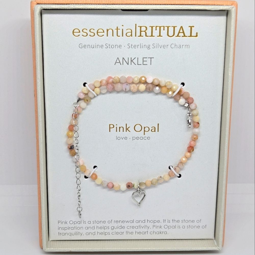 Essential Ritual 925 Silver Pink Opal Anklet or Large Bracelet NEW GIFT